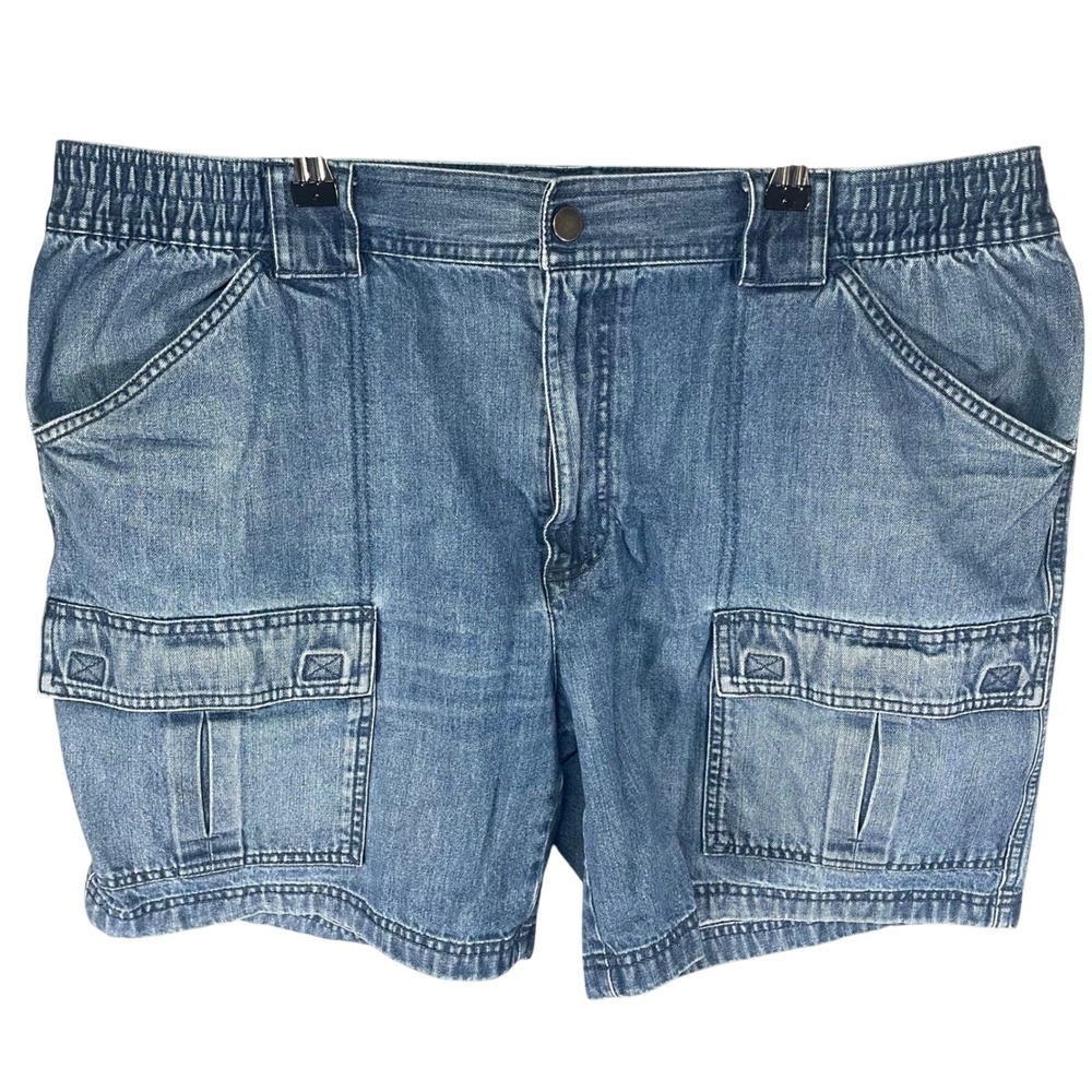 Y2K Denim Cargo Hiking Shorts Mens 40 Blue Gorpcore Utility Baggy Roundtree York
